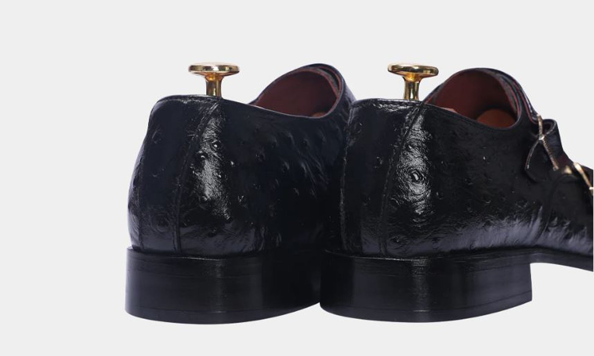 Handmade Black Color Genuine Leather Ostrich Skin Stylish Lace Up Shoes For Men's