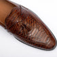 Handmade Brown Color Genuine Snake Textured Cow Leather Stylish Slip On Tasseled Loafers Dress Shoes For Men's