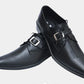 Handmade Black Color Original Leather Stylish Monk Strap Lace Up Shoes For Men's