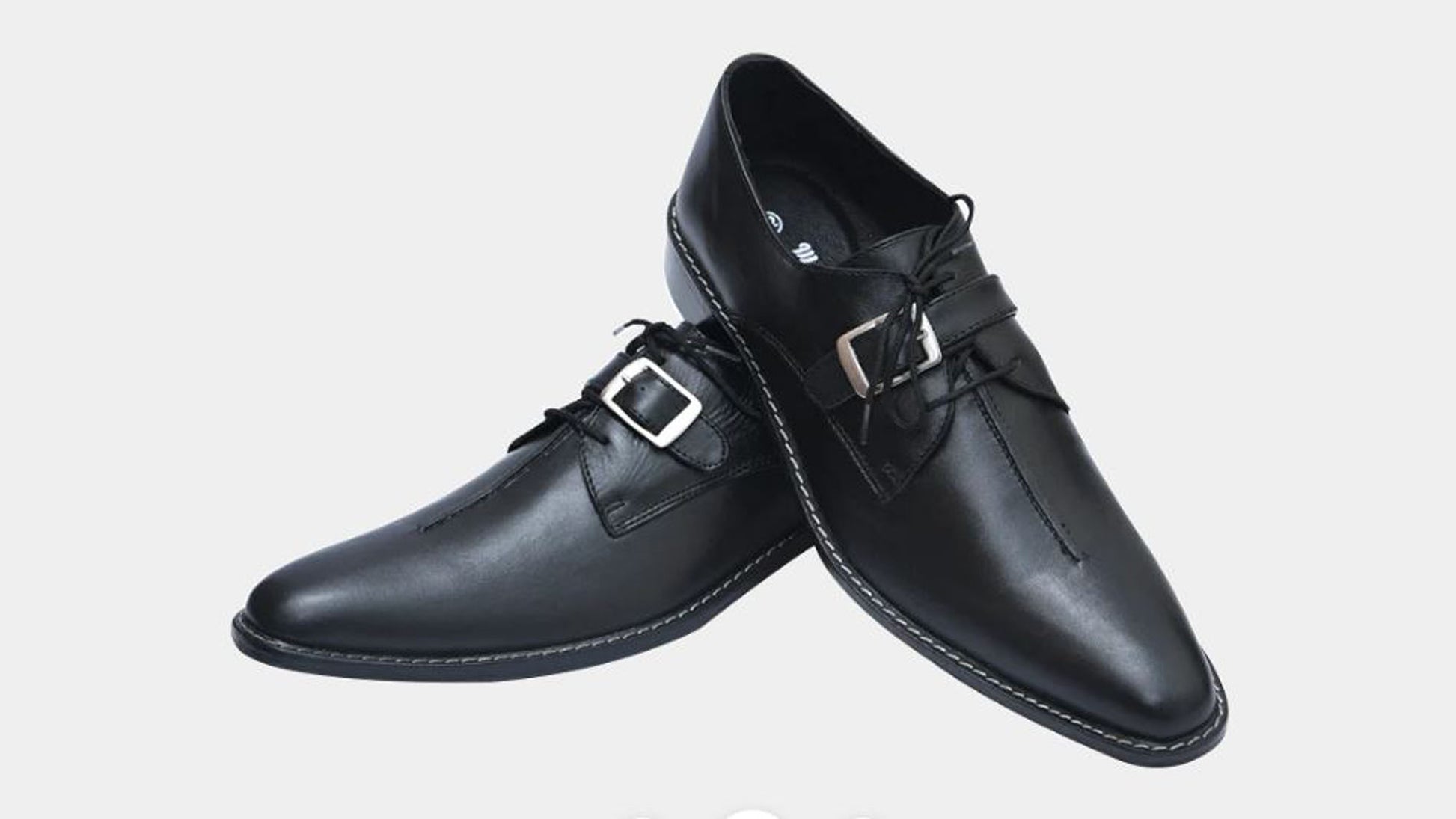 Handmade Black Color Original Leather Stylish Monk Strap Lace Up Shoes For Men's