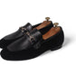 Handmade Black Color Genuine Snake Textured Cow Leather Stylish Slip On Tasseled Loafers Dress Shoes For Men's