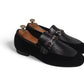 Handmade Black Color Genuine Snake Textured Cow Leather Stylish Slip On Tasseled Loafers Dress Shoes For Men's