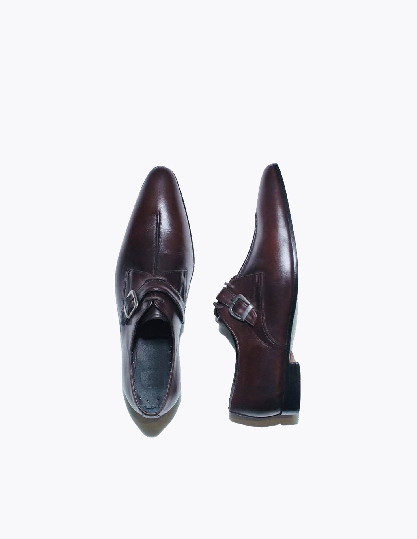 Handmade Chocolate Brown Color Genuine Calf Leather Stylish Monk Strap Dress Shoes For Men's
