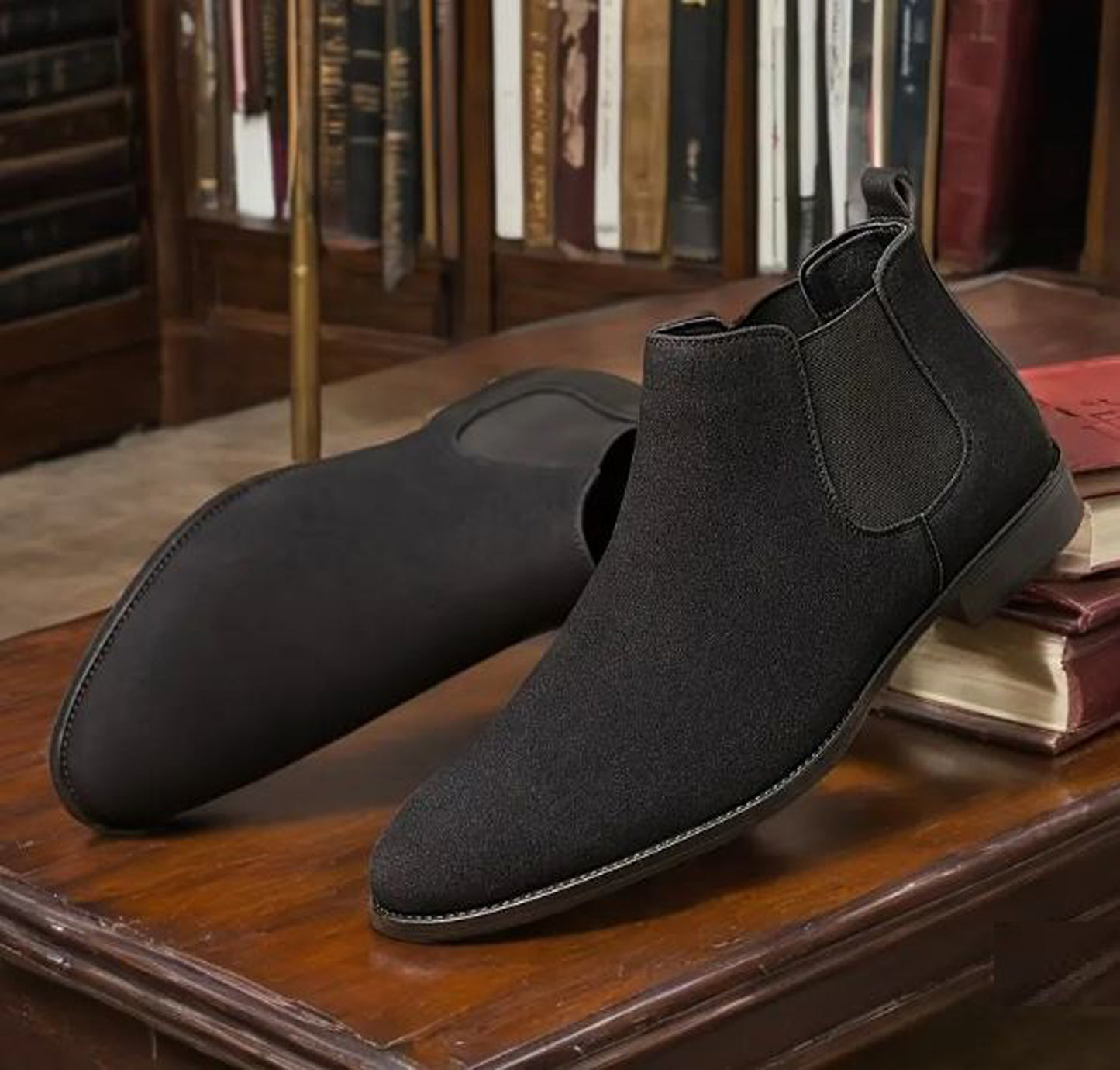 Handmade Black Color Genuine Leather Suede Half Ankle Stylish Chelsea Boots For Men's