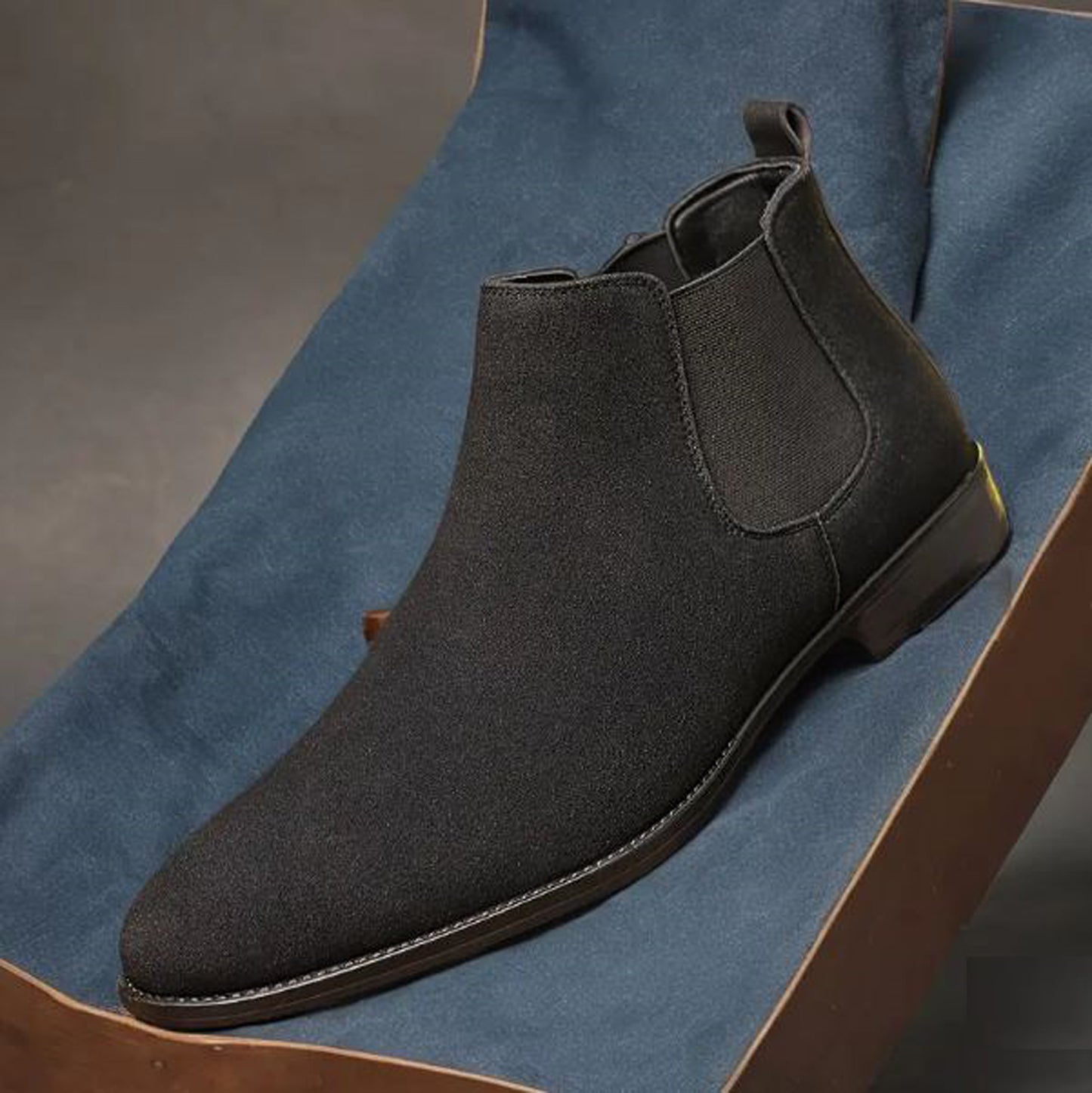 Handmade Black Color Genuine Leather Suede Half Ankle Stylish Chelsea Boots For Men's