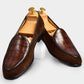 Handmade Brown Color Genuine Alligator Textured Leather & Suede Stylish Apron Toe Slip-On Loafers Shoes For Men's