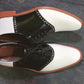 Handmade White & Black Color Original Calf Leather Stylish Lace Up Derby Shoes For Men's