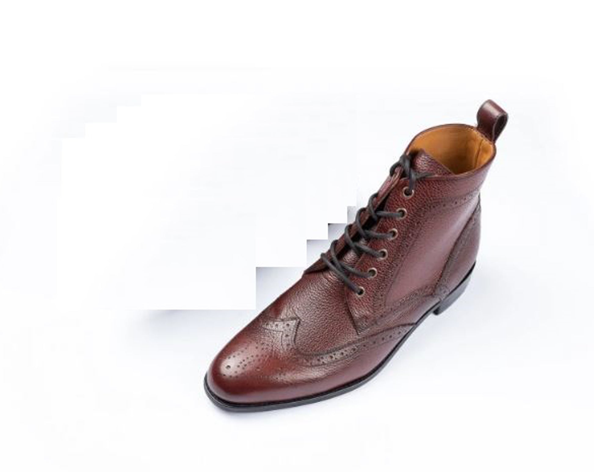 Handmade Chocolate Brown Color Genuine Calf Leather Ankle High Stylish Wing Tip Brogue's Boots For Men's