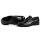 Handmade Black Color Genuine Leather Alligator Textured Stylish Brogue's Wing Tip Lace Up Shoes For Men's
