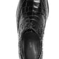 Handmade Black Color Genuine Leather Alligator Textured Stylish Brogue's Wing Tip Lace Up Shoes For Men's
