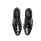 Handmade Black Color Genuine Leather Alligator Textured Stylish Brogue's Wing Tip Lace Up Shoes For Men's