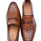 Handmade Brown Color Genuine Weaved Calf Leather Stylish Slip On Loafers Dress Shoes For Men's