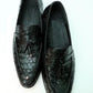 Handmade Black Color Genuine Weaved Calf Leather Stylish Slip On Tasseled Loafers Dress Shoes For Men's