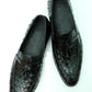 Handmade Black Color Genuine Weaved Calf Leather Stylish Slip On Tasseled Loafers Dress Shoes For Men's