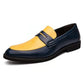 Handmade Yellow & black Color Genuine Leather Stylish Slip On Loafers Dress Shoes For Men's